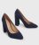 Navy Suedette Pointed Block Heels New Look Vegan