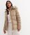 Camel Faux Fur Hood Puffer Jacket New Look