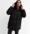 Black Mid Length Hooded Puffer Jacket New Look