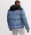 Men’s Blue Colour Block Hooded Puffer Jacket New Look