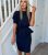 Missfiga Navy High Neck Tie Waist Peplum Dress New Look