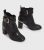 Black Buckle Block Heel Ankle Boots New Look Vegan