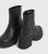 Black Chunky Block Heel Sock Boots New Glance Vegan