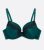 Dark Green Satin Guipure Lace Trim Plunge Push Up Bra New Look