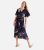 Mela Navy Floral Dip Hem Frill Midi Wrap Dress New Look