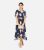 Mela Navy Floral Frill Midi Wrap Dress New Look