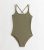 Girls Khaki Ribbed Strappy Back Swimsuit New Look