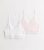 Girls 2 Pack Pink and White Lace Trim Crop Tops New Look