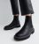 ONLY Black Leather-based-Glance Chunky Cleated Chelsea Boots New Glance