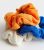 3 Pack Blue Orange  and Cream Textured Scrunchies New Look