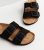 Black Suedette Double Strap Footbed Sliders New Look