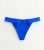 Bright Blue Ribbed Seamless Lace Trim Thong New Look