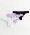 3 Pack Lilac Black & White Cotton Frill Thongs New Look