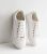 White Leather-based-Glance Steel Trim Lace Up Running shoes New Glance Vegan