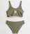 Girls Khaki Good Vibes Ruched Logo Bikini Top and Bottoms Set New Look