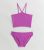 Girls Purple Ribbed Cut Out Crop Bikini Top and Bottoms Set New Look