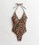 Brown Leopard Print Belted Halter Swimsuit New Look