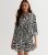 White Geometric Stripe Drawstring Tiered Mini Shirt Dress New Look