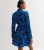 Blue Animal Print Drawstring Tiered Mini Shirt Dress New Look