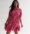 Curves Pink Floral Frill Mini Shirt Dress New Look