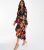 QUIZ Navy Floral Satin V Neck Long Sleeve Frill Midi Wrap Dress New Look