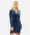 Mela Blue Velvet Long Sleeve Mini Bodycon Wrap Dress New Look