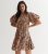 Brown Zebra Print Puff Sleeve Mini Dress New Look