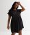 Curves Black Jersey Frill Sleeve Mini Smock Dress New Look