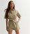 Stone Belted Parachute Cargo Shirt Playsuit New Look