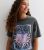 Girls Dark Grey Acid Wash Fearless Logo Oversized T-Shirt New Look