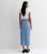 Faded Blue Denim Break up Hem Maxi Skirt New Glance