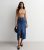 Mid Blue Denim Break up Hem Maxi Skirt New Glance