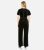 Yumi Black Velvet V Neck Short Flutter Sleeve Wide Leg Jumpsuit New Look