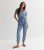 Blue Denim Short Sleeve Cuffed Jumpsuit New Look