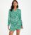 QUIZ Light Green Abstract Ruched Wrap Playsuit New Look