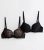 2 Pack Black and Monogram Heart Flocked Push Up Bras New Look