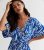 Blue Leaf Satin Kimono Jumpsuit New Glance