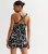 Black Tropical Print Square Neck Playsuit New Look