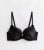 Black Satin Embroidered Trim Push Up Bra New Look