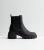 Black Leather-based-Glance Cleated Block Heel Chelsea Boots New Glance