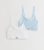 Women 2 Pack Blue and White Ribbed Seamless Crop Tops New Glance