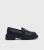 London Rebellion Black Leather-based-Glance Bar Trim Chunky Loafers New Glance