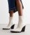 Public Need Cream Leather-based-Glance Pointed Block Heel Ankle Boots New Glance