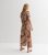 Brown Palm Print Tie Waist Jumpsuit New Look