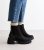 Black Suedette Pretend Croc Chunky Block Heel Chelsea Boots New Glance