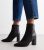 Black Suedette Fake Croc Block Heel Ankle Boots New Glance