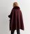 Gini London Burgundy Fake Fur Trim Poncho New Glance