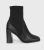 London Revolt Black Leather-based-Glance Block Heel Sock Boots New Glance