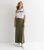 Olive Satin Bias Reduce Midi Skirt New Glance