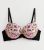 Black Floral Print Embroidered Bra New Glance